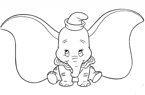 Cute Dumbo Coloring Page